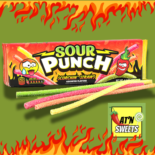 SOUR PUNCH SCORCHIN' STRAWS 4.5OZ TRAY