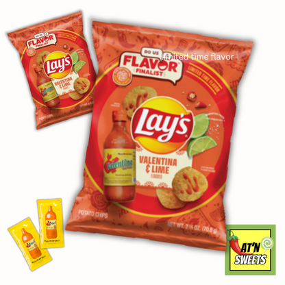 Lay's Potato Chips Valentina and Lime Flavored 2 1/2 oz 2 Pack